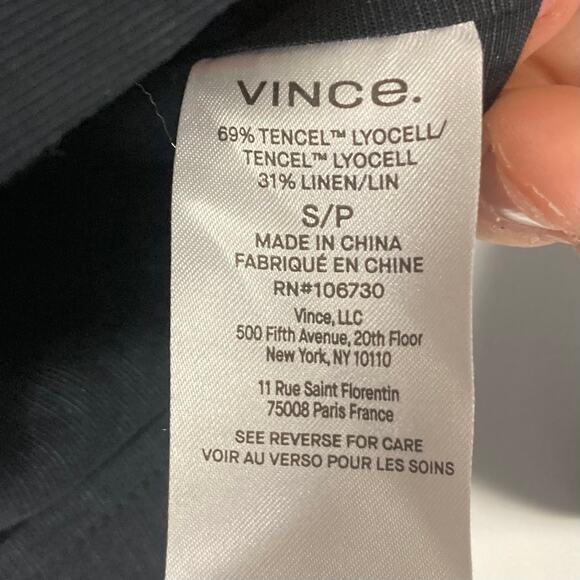 NWT VINCE Jacket Blazer S Black Linen Tencel Belt Button-Up Long-Sleeve - Picture 5 of 7